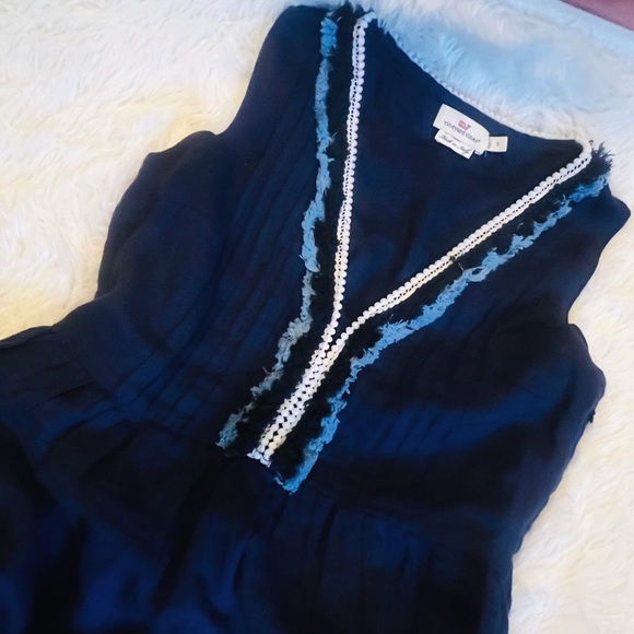 VINEYARD VINES Navy Blue Linen Harbor Dress - Picture 2 of 6